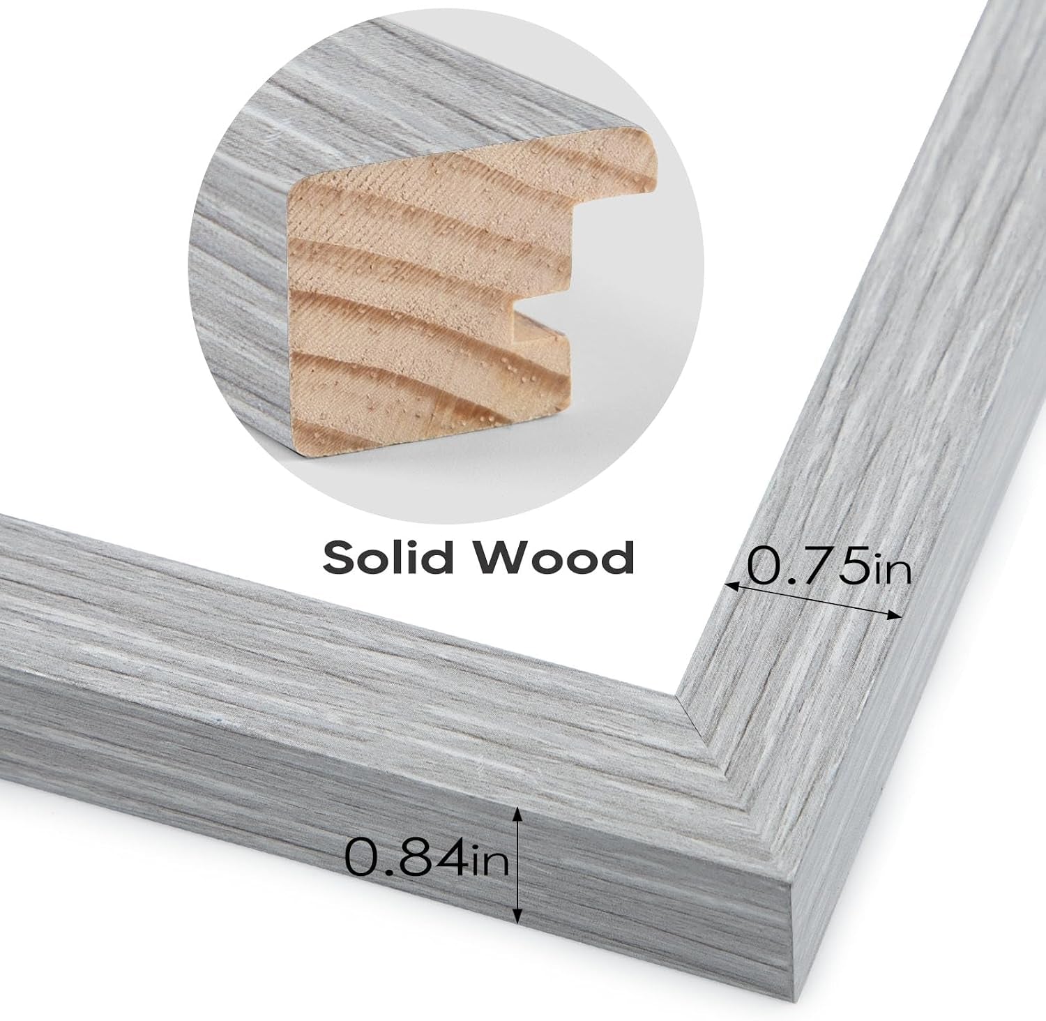 , 6X6 Square Picture Frame - Solid Wood with Real Glass - Display Picture 4X4 with Mat or 6X6 without Mat - Grey Photo Frame for Wall Decor, 3 Pack