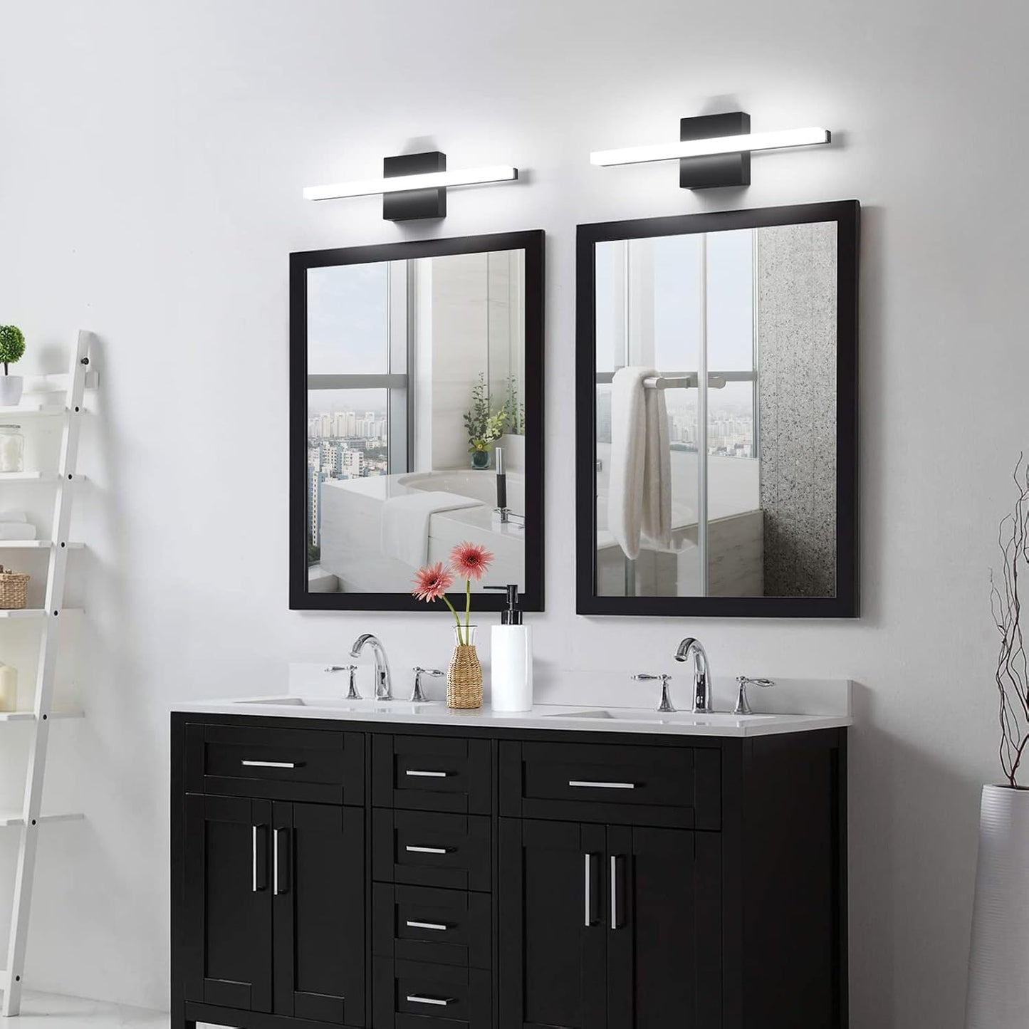 Modern LED Vanity Lights for Bathroom 16IN 9W Daylight White Black Bathroom Light Fixtures Lights over Mirror Vanity Lighting Fixtures Vanity Light