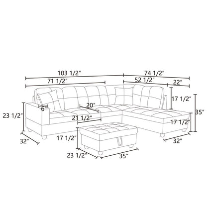 Sectional Sofa Free Combination Sectional Couch, L Shaped Sectional Sofa, Modern Sofa Set for Living Room, Taupe(Without Ottoman)