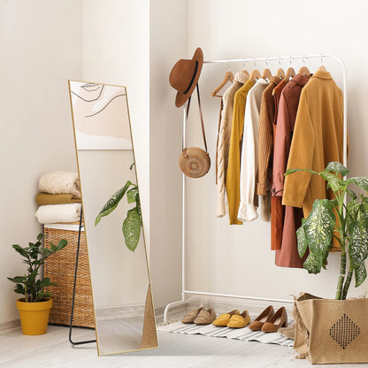Full Length Mirror 59"X16" Full Body Mirror Rectangle Free Standing Wall Mounted Leaning Hanging Full Body Mirrors, Gold