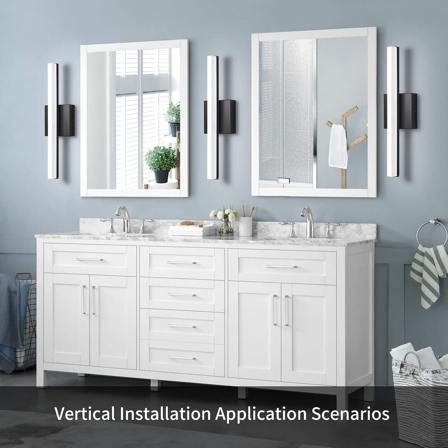 Modern LED Vanity Lights for Bathroom 16IN 9W Daylight White Black Bathroom Light Fixtures Lights over Mirror Vanity Lighting Fixtures Vanity Light