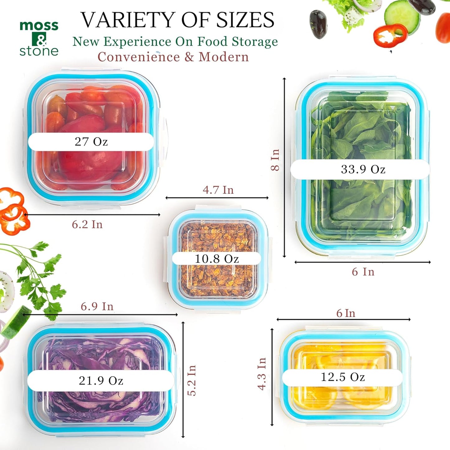 10-Piece Borosilicate Glass Meal Prep Containers – 100% Leak-Proof Snap-Lock Lids, Airtight & Bpa-Free – Freezer, Microwave & Oven Safe (Glass Only) – Stackable/Nestable Food Storage Set
